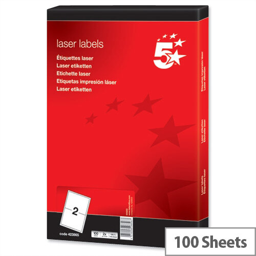 5 Star Address Labels Laser 199.6 x 143.5mm White (200 Labels) 5 Star Address Labels Laser 199.6 x 143.5mm White (200 Labels)