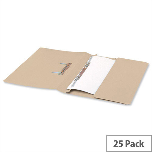 Office Transfer Spring File with Pocket 315gsm 38mm Foolscap Buff Pack 25