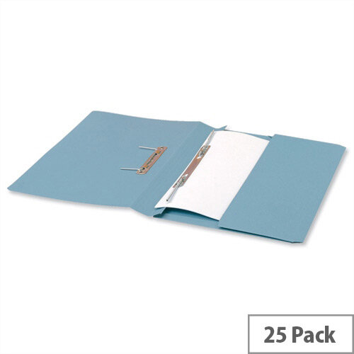 Office Transfer Spring File with Pocket 315gsm 38mm Foolscap Blue Pack 25