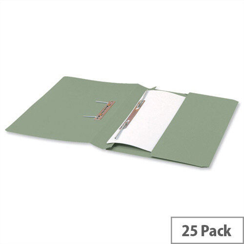 5 Star Office Transfer Spring File with Pocket 315gsm 38mm Foolscap Green Pack 25 423970