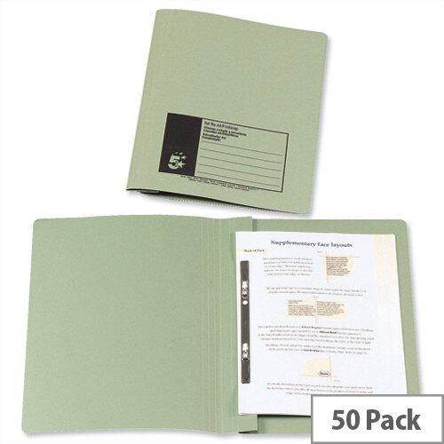 Flat Bar Files Foolscap Green Recycled Manilla 38mm Pack 50 5 Star