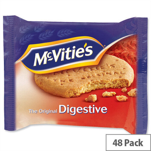 McVities Digestive Plain Biscuits Portion Packs Individually Wrapped in Two Biscuits (Pack 48) 4802