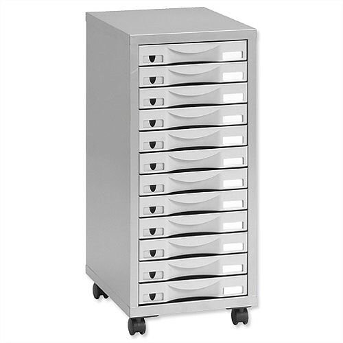 Storage Cabinet Steel 12 Drawers Silver/Grey Height 660mm Pierre Henry