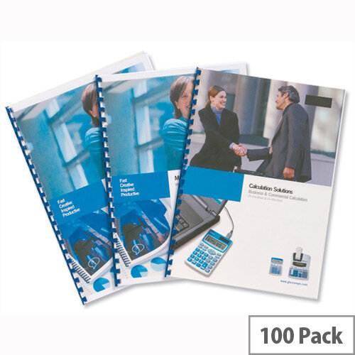 GBC HiClear Binding Covers PVC 240 micron Deluxe A4 Clear Pack 100 GBC HiClear Binding Covers PVC 240 micron Deluxe A4 Clear Pack 100