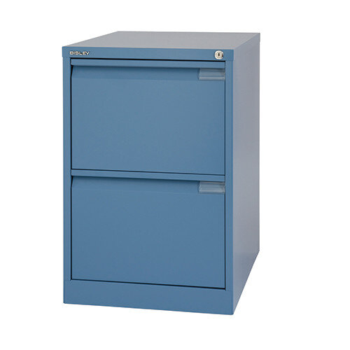 2 Drawer Steel Filing Cabinet Flush Front Doulton Blue Bisley BS2E