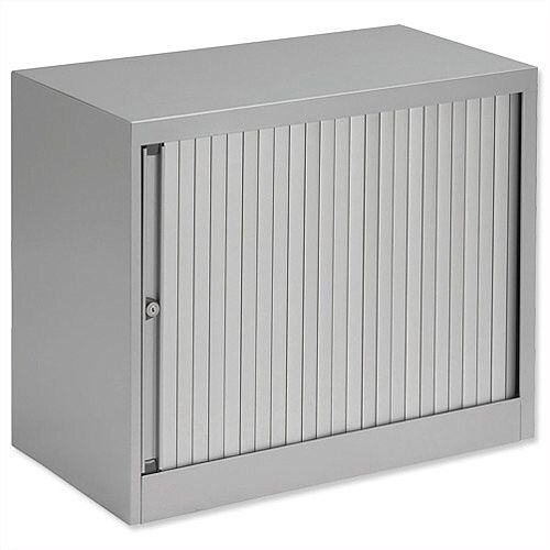 Bisley Desk High Tambour Door Cupboard W800mm Silver Frame &Silver Shutters Bisley Desk High Tambour Door Cupboard W800mm Silver Frame &Silver Shutters