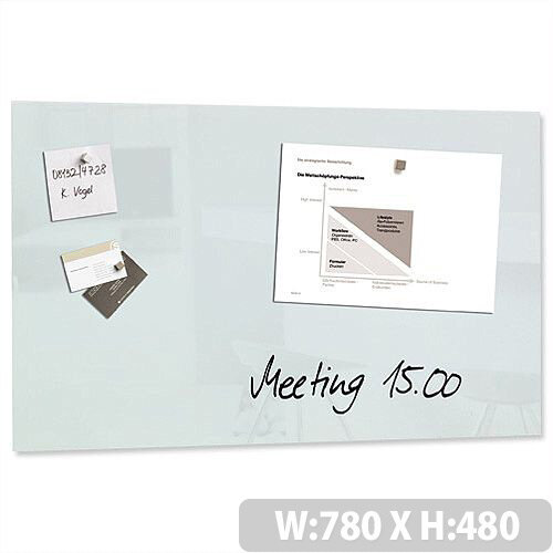 Sigel Artverum High Quality Tempered Glass Magnetic Board With Fixings 780x480 mm White Ref GL131