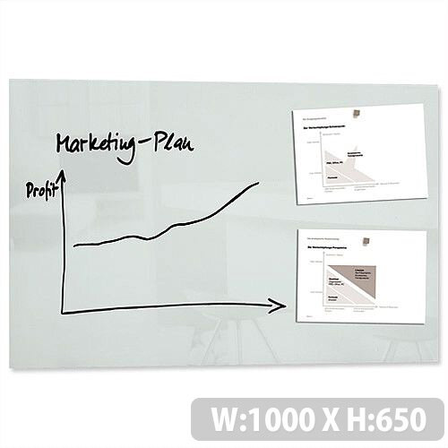 Sigel Artverum High Quality Tempered Glass Magnetic Whiteboard With Fixings 1000x650mm White Ref GL141