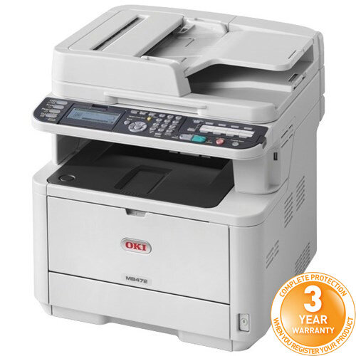 OKI MB472dnw Mono Multifunction Laser Printer A4 Duplex Network Fax Wireless