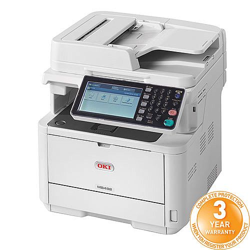 OKI MB492dn Mono Multifunction Laser Printer A4 Duplex Network Fax OKI MB492dn Mono Multifunction Laser Printer A4 Duplex Network Fax