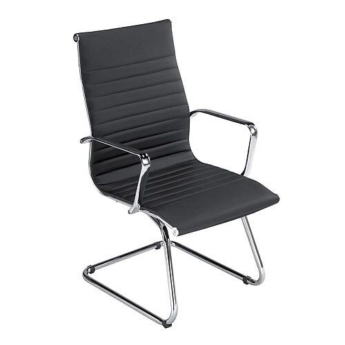 Modern Leather Look Visitors Armchair Black W490 x D430 x H500mm Backrest 400mm S7A Modern Leather Look Visitors Armchair Black W490 x D430 x H500mm Backrest 400mm S7A