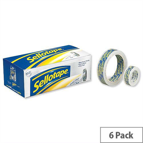 Sellotape Super Clear Premium Easy Tear Tape 24mmx50m Pack 6