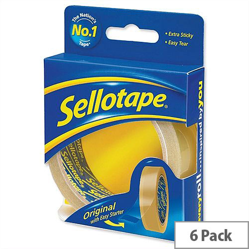 Sellotape Original Golden Tape Roll Retail Pack 24mmx50m Pack 6