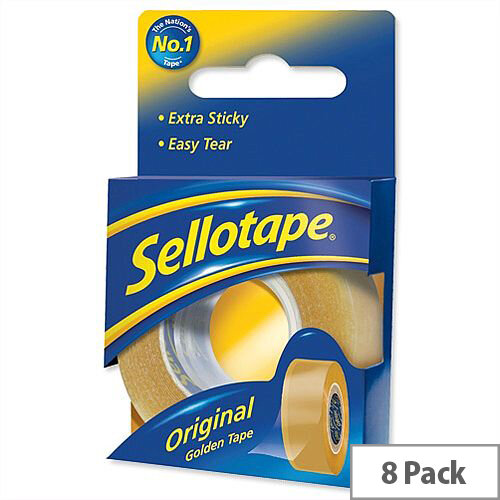 Sellotape Original Golden Tape Roll 18mmx25m Retail Pack Pack 8 