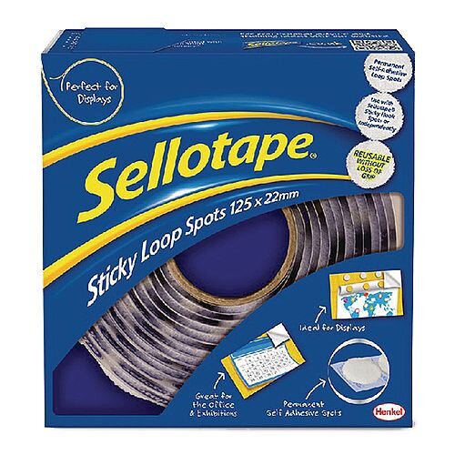 Sellotape Sticky Loop Spots Spot Size 22mm Roll of 125 Spots White Ref 144518 Sellotape Sticky Loop Spots Spot Size 22mm Roll of 125 Spots White Ref 144518