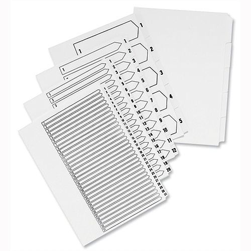 Concord 1-20 Unpunched Index A4 White Pack 5 - Hunt Office UK