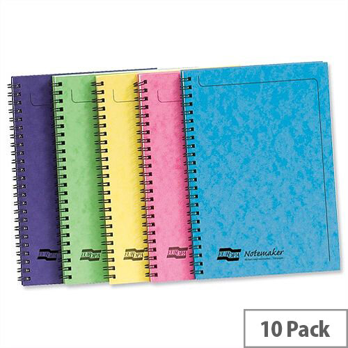 Europa A5 Notemaker Book – Side bound, 120 Pages Each, Assorted Colours, Pack 10, Perforated, 80gsm, Durable & 360 Degree Rotation (3155)