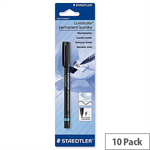 Staedtler Lumocolor Laundry Permanent Marker Black Line Width 0.6mm 319LMF9 Pack 10 Staedtler Lumocolor Laundry Permanent Marker Black Line Width 0.6mm 319LMF9 Pack 10