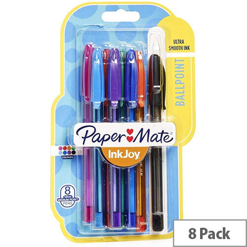 Paper Mate InkJoy 100 Ballpoint Pen Medium 8 Pack – Assorted Colours, Revolutionary Ink Joy Writing System, Triangular Barrel, 1.0 Tip 0.7mm &Smooth (1956737) Paper Mate InkJoy 100 Ballpoint Pen Medium 8 Pack – Assorted Colours, Revolutionary Ink Joy Writing System, Triangular Barrel, 1.0 Tip 0.7mm &Smooth (1956737)