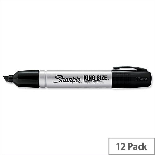 Sharpie King Size Permanent Marker Black Chisel Tip 6.2mm Line Pack 12