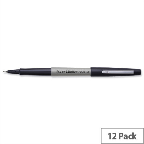 Papermate Ultrafine Black Felt Tip Fineliner Pen S0901320 Pack 12