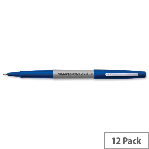 Papermate Ultrafine Felt Tip Pen 0.8mm Tip 0.4mm Line Blue S0901330 Pack 12