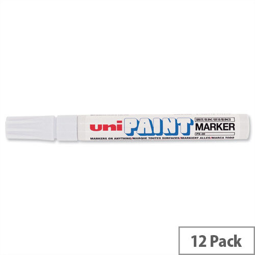 uni Paint Marker Bullet Tip Medium Point Px20 Line Width 2.2-2.8mm White 9001927 Pack 12