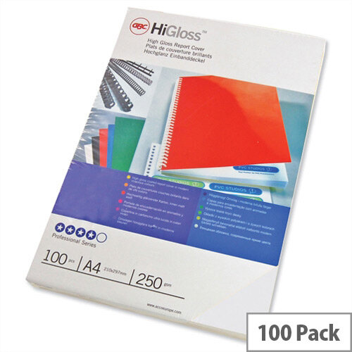 GBC Binding Covers Plain 250gsm A4 Gloss White CE020071 Pack 50x2 GBC Binding Covers Plain 250gsm A4 Gloss White CE020071 Pack 50x2