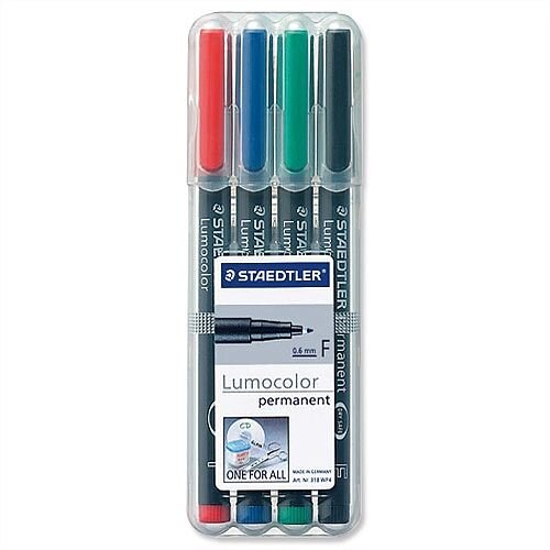 Staedtler 318 Lumocolor Fine Pen Permanent Assorted 0.6mm Wallet 4