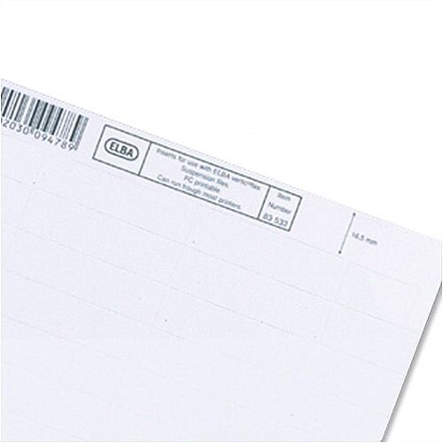 Card Inserts for Elba Verticfile Ultimate Suspension File Tabs White L140150 Pack 50 Card Inserts for Elba Verticfile Ultimate Suspension File Tabs White L140150 Pack 50