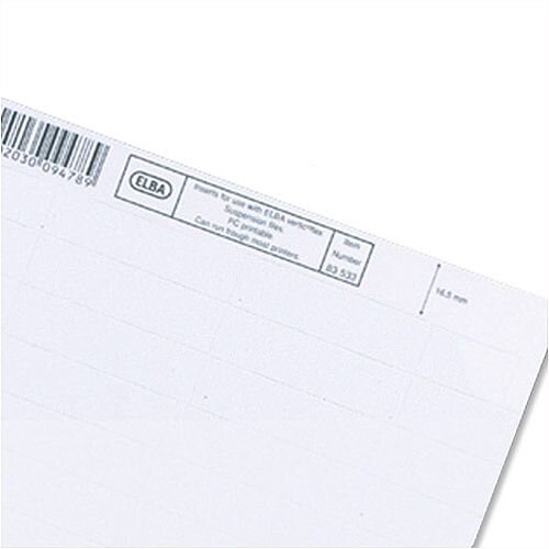 Card Inserts for Elba Verticfile Ultimate Suspension File Tabs White L140150 Pack 50 