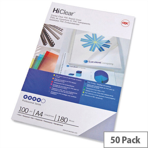 GBC HiClear Binding Report Covers 150 micron Superclear A4 Clear 41601E Pack 25x2