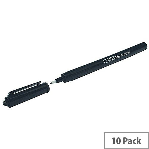 Black Fineliner Pens 0.4mm - Pack of 10 for Precise Writing and Drawing
