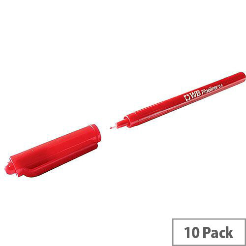 White Box Fineliner 0.4mm Nib Red [Pack 10]