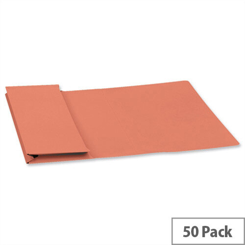 Guildhall Foolscap Document Wallet Orange 315gsm Full Flap Pack of 50 