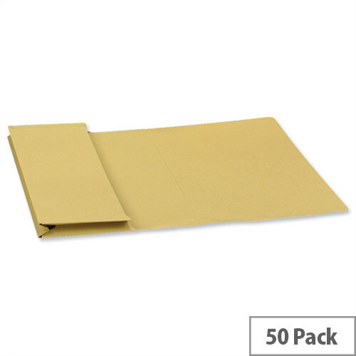 Guildhall Foolscap Document Wallet Yellow 315gsm Full Flap Pack of 50 