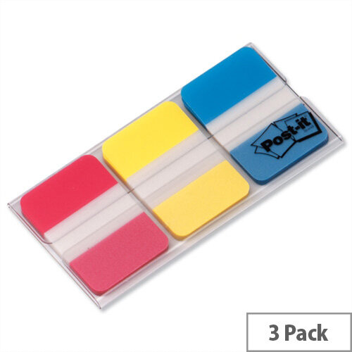 Post-it Strong Index Assorted Red Yellow and Blue 25mm Pack 66 Post-it Strong Index Assorted Red Yellow and Blue 25mm Pack 66