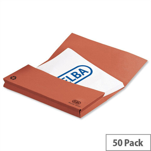 Elba Document Wallet Half Flap 285gsm Capacity 32mm Foolscap Orange 100090241 Pack of 50