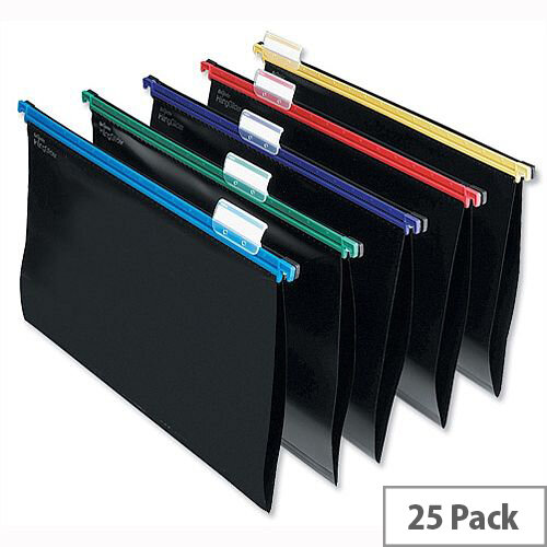 Snopake A4 Suspension Files Plastic Assorted with Tabs Pack 25 Snopake A4 Suspension Files Plastic Assorted with Tabs Pack 25