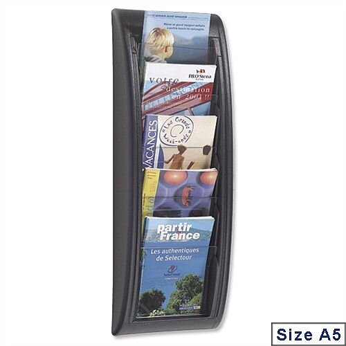 Quick Fit Literature Holder Wall-mount 5 x A5 Pockets Black