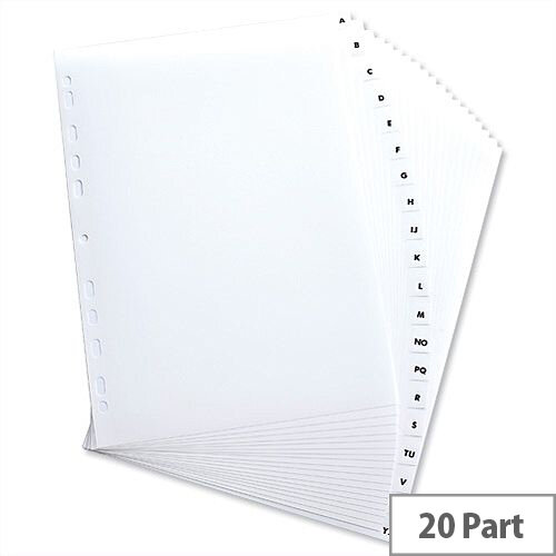 Elba Polypropylene Index Europunched A4 A-Z Subject Dividers White 100204726 Elba Polypropylene Index Europunched A4 A-Z Subject Dividers White 100204726