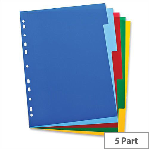 Elba Polypropylene Dividers Euro-Punched A4 5 Part Multicoloured – Pre-Printed, Highly Visible, Write-On, Colour-Coded, Suits All File Mechanisms & Long Lifespan (100205075)