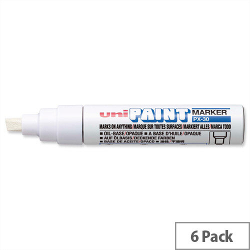 uni Paint Marker Chisel Tip Broad Point PX30 Line Width 4.0-8.5mm White 9001985 Pack 6 uni Paint Marker Chisel Tip Broad Point PX30 Line Width 4.0-8.5mm White 9001985 Pack 6