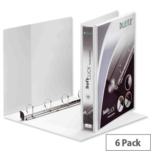 Leitz Softclick Presentation Ring Binder A4 White 25mm Capacity PVC 4 D-Ring 42010001 Pack 6 Leitz Softclick Presentation Ring Binder A4 White 25mm Capacity PVC 4 D-Ring 42010001 Pack 6