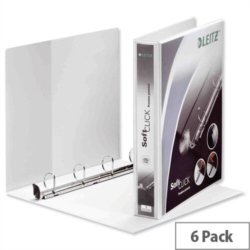 Leitz Softclick Presentation Ring Binder A4 White 25mm Capacity PVC 4 D-Ring 42010001 Pack 6