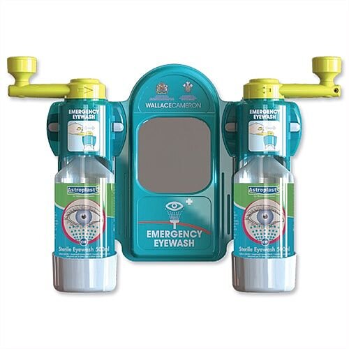 Wallace Cameron Eyewash Station Standard Mirror 2x Eyewash Bottle