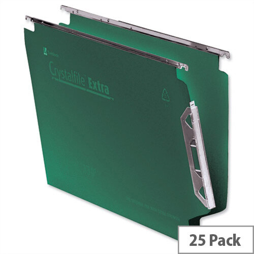 Rexel Crystalfile Extra Lateral 330mm Suspension File V-base 15mm Green Ref 3000121 Pack 25 Rexel Crystalfile Extra Lateral 330mm Suspension File V-base 15mm Green Ref 3000121 Pack 25