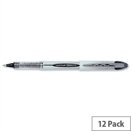 Uni-ball UB200 Vision Elite Black Rollerball Pen Pack 12 - Medium 0.8mm writes a 0.6mm line width - Ink is fade resistant, water resistant and tamper proof - Airplane-Safe technology to prevent ink leakages Uni-ball UB200 Vision Elite Black Rollerball Pen Pack 12 - Medium 0.8mm writes a 0.6mm line width - Ink is fade resistant, water resistant and tamper proof - Airplane-Safe technology to prevent ink leakages