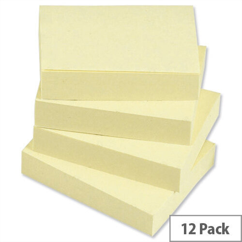 Sticky Notes Pad of 100 Sheets 38x51mm Yellow Pack 12 5 Star