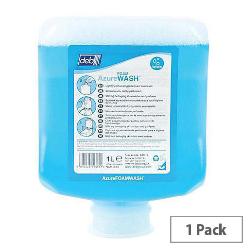 DEB Azure Foaming Hand Soap Refill Cartridge 1 Litre (Pack 1) AZU1L DEB Azure Foaming Hand Soap Refill Cartridge 1 Litre (Pack 1) AZU1L